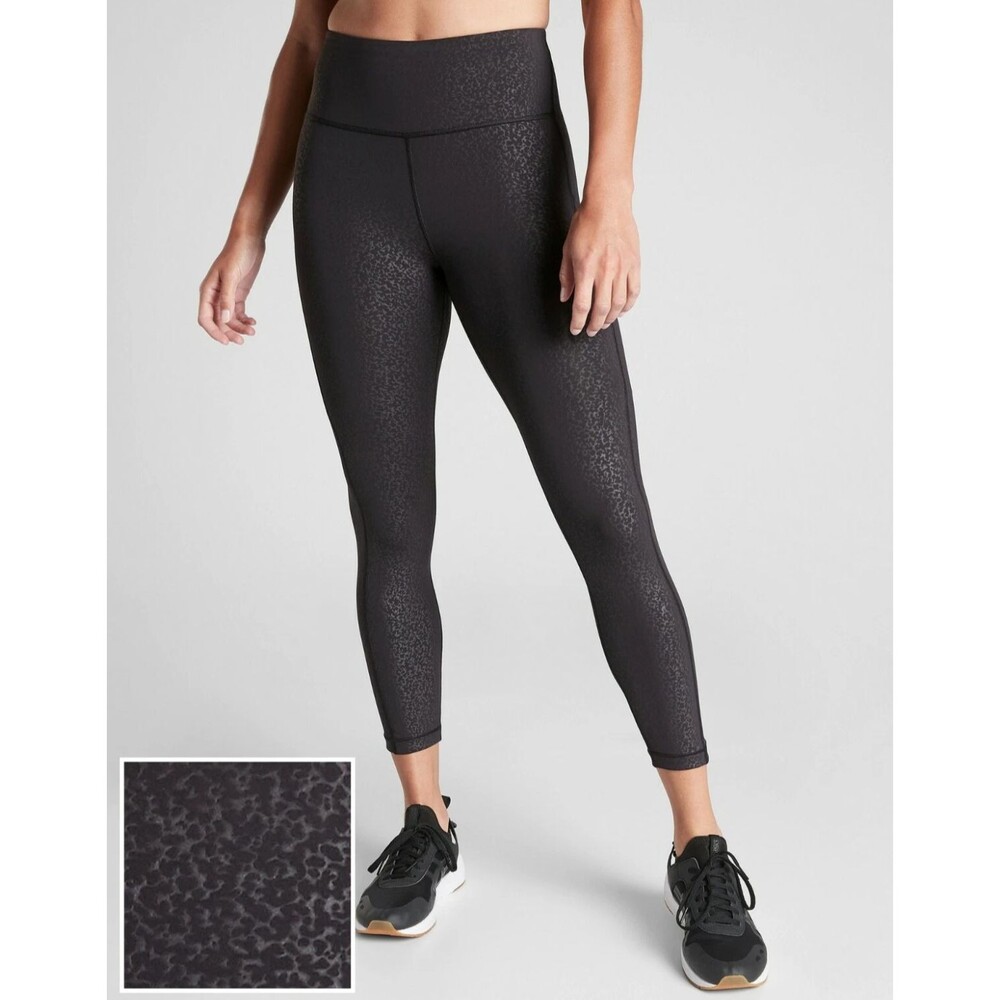 Athleta Ultimate Stash Pocket Embossed 7/8 Tight Leggings Black High Waist XS